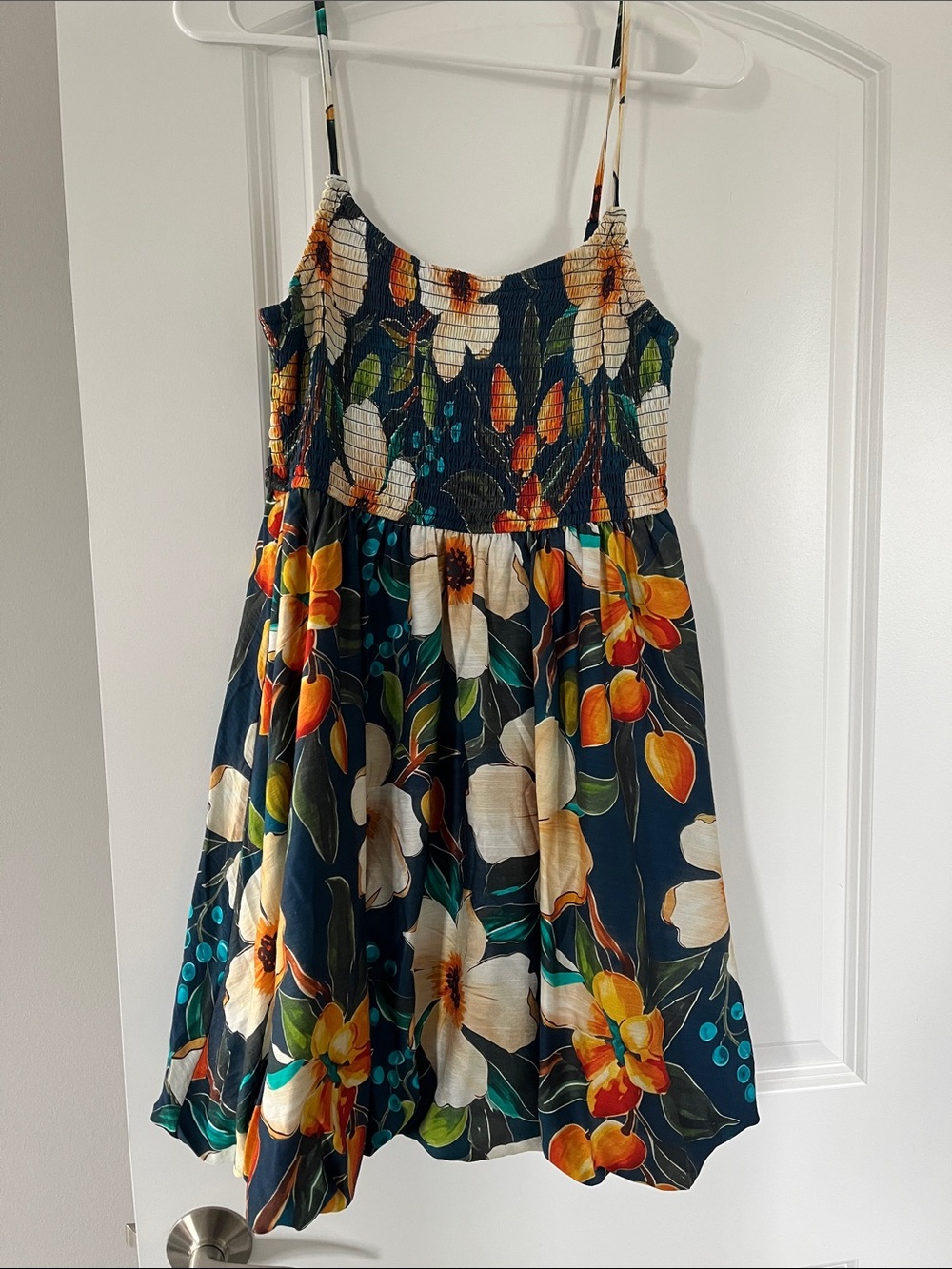 Girls Navy Floral Sundress with Smocked Bodice